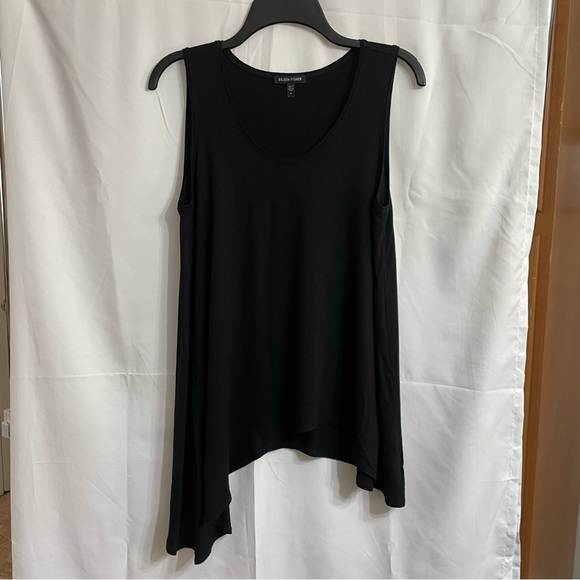 Eileen Fisher Black Asymmetrical Tank Top Small Chic Vacation Resort - Picture 1 of 4